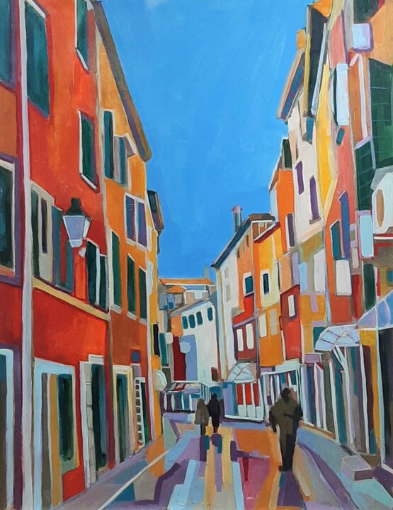 Peinture intitulée "Mediterranean stree…" par Alexandra Djokic, Œuvre d'art originale, Acrylique