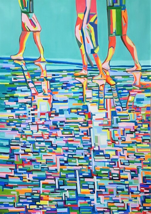 Painting titled "At the beach No2 /…" by Alexandra Djokic, Original Artwork, Acrylic