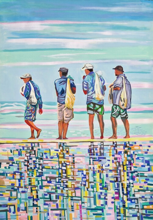 Pittura intitolato "At the beach # 1 /…" da Alexandra Djokic, Opera d'arte originale, Acrilico