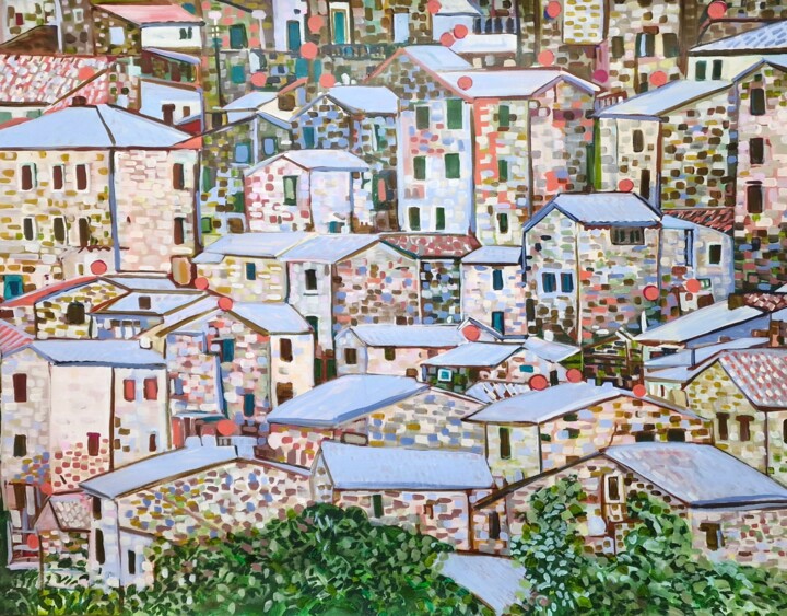 Pintura intitulada "Tuscany Old Town" por Alexandra Djokic, Obras de arte originais, Acrílico