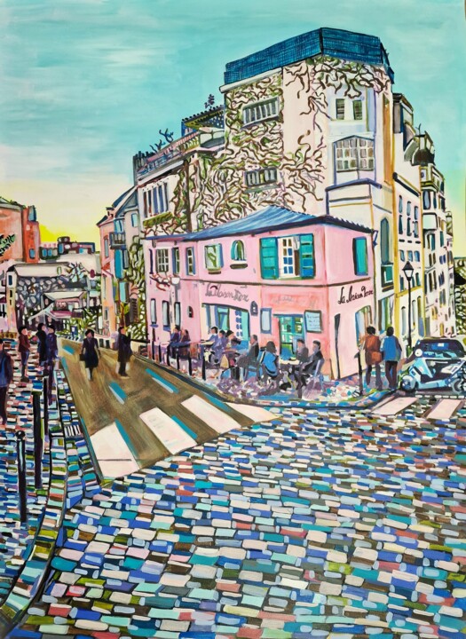 Painting titled "Montmartre , Paris…" by Alexandra Djokic, Original Artwork, Acrylic
