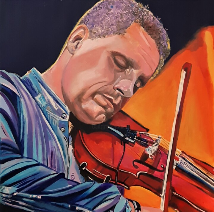 Painting titled "Violinist" by Alexandra Djokic, Original Art, Acrylic