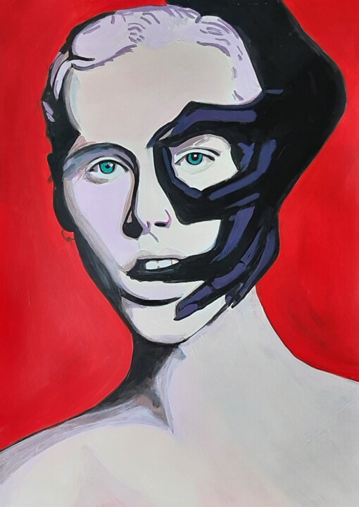 Painting titled "Portrait of a young…" by Alexandra Djokic, Original Art, Acrylic