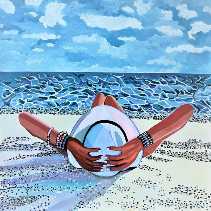 Peinture intitulée "At the beach / 90 x…" par Alexandra Djokic, Œuvre d'art originale, Acrylique