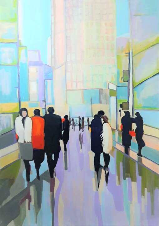 Pittura intitolato "At the street / 100…" da Alexandra Djokic, Opera d'arte originale, Acrilico