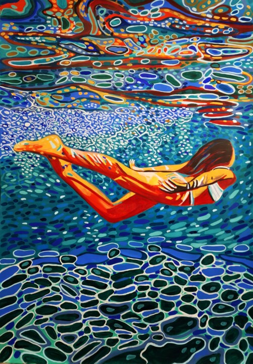 Painting titled "Underwater No3 / 10…" by Alexandra Djokic, Original Artwork, Acrylic