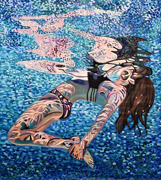 Pintura titulada "Underwater No 5 / 1…" por Alexandra Djokic, Obra de arte original, Acrílico