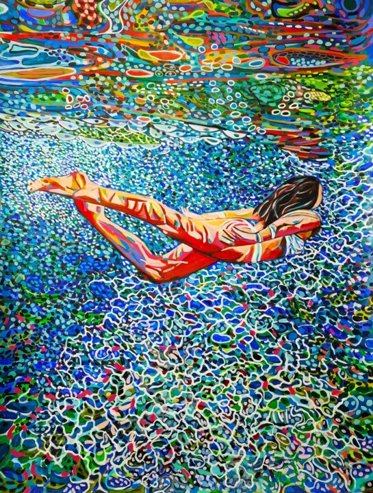 Pittura intitolato "Underwater No17 / 1…" da Alexandra Djokic, Opera d'arte originale, Acrilico