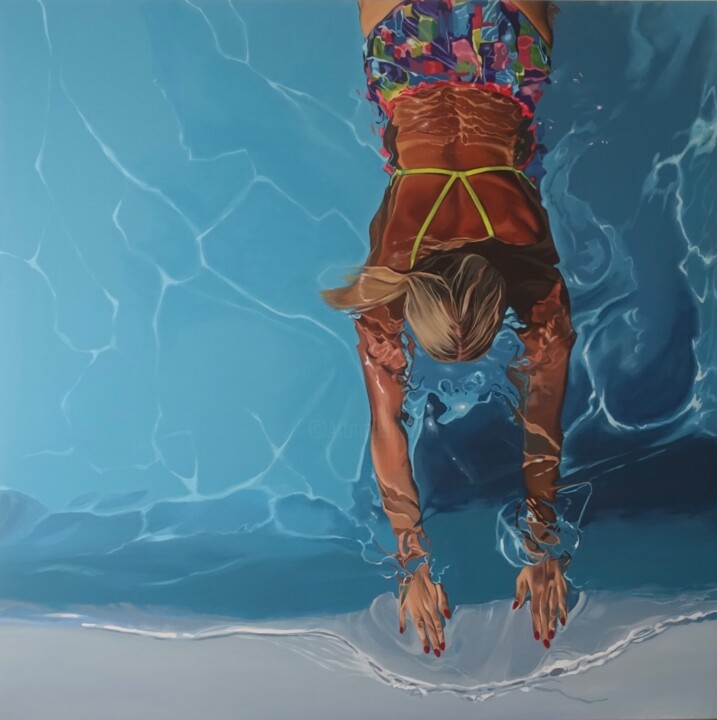 Peinture intitulée "Pool 120 x 120" par Aleksandra Hońko (Matulewicz), Œuvre d'art originale, Acrylique