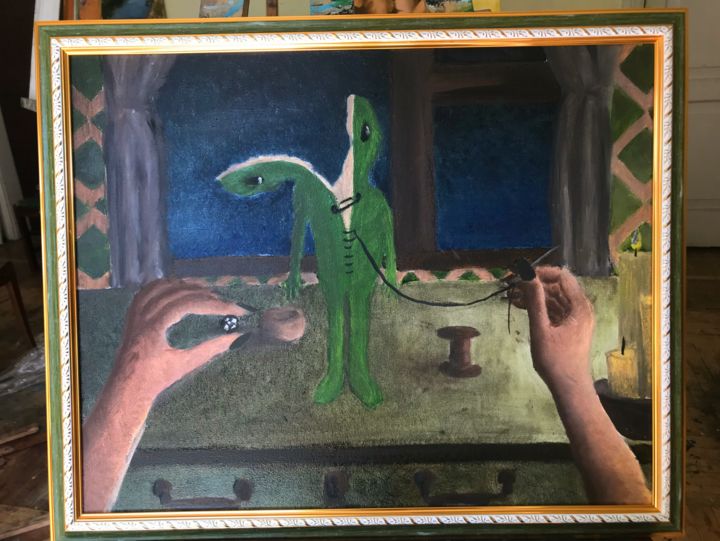 Картина под названием "Toy - Alien" - Александра Катаранчук, Подлинное произведение искусства, Масло