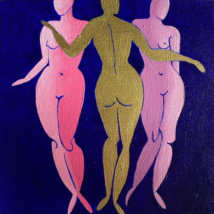 Pittura intitolato "Petit 01 - Les troi…" da Aleksandra Krogulecka, Opera d'arte originale, Olio
