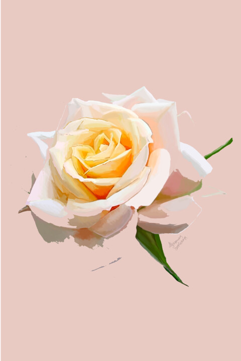 Digital Arts titled "Rose" by Aleksandra Svetlichnaya, Original Artwork, Digital Painting