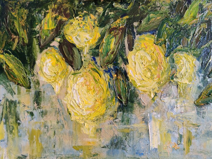 Malerei mit dem Titel "Lemons" von Aleksandra Svetlichnaya, Original-Kunstwerk, Öl
