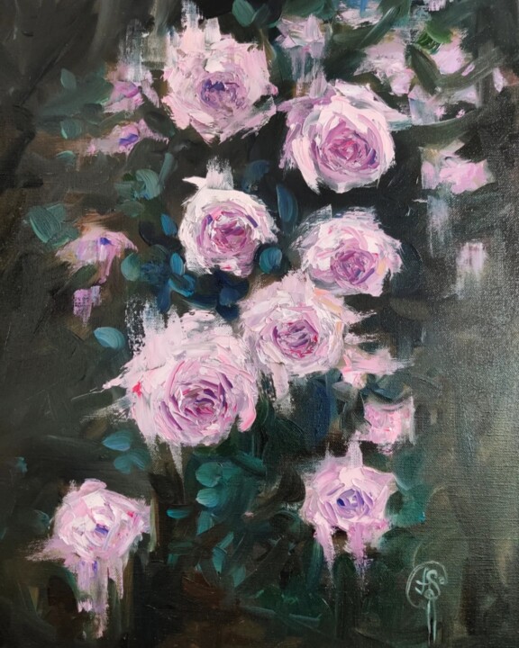 Pittura intitolato "Garden Roses" da Aleksandra Svetlichnaya, Opera d'arte originale, Olio