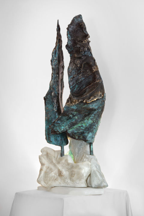 Скульптура под названием "Avec le vent" - Aleksandra Kann-Bogomilska, Подлинное произведение искусства