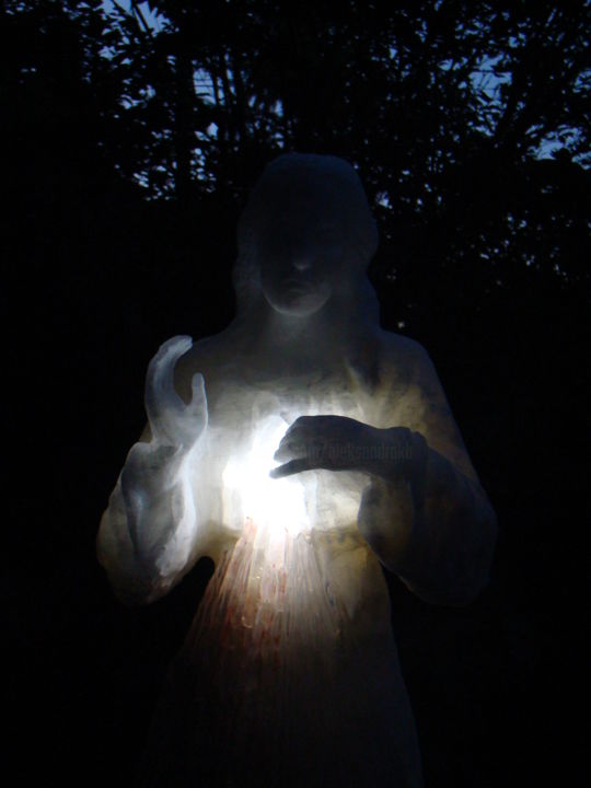 Sculpture titled "Christ miséricordie…" by Aleksandra Kann-Bogomilska, Original Artwork, Stone