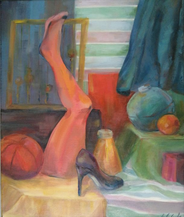 Pittura intitolato "Noga" da Aleksandra Waluk, Opera d'arte originale, Olio