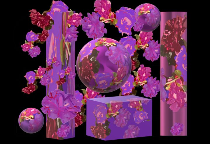 Цифровое искусство под названием "Queen rose and 3d a…" - Marina Alexandrova, Подлинное произведение искусства, Другой