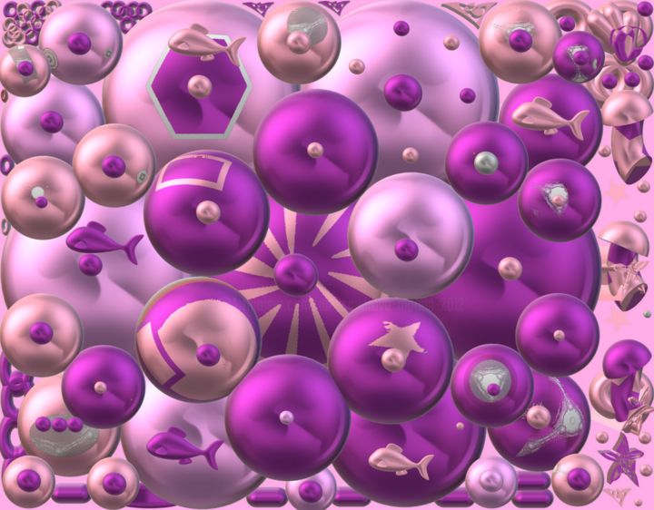Digital Arts titled "Lilac balls" by Marina Alexandrova, Original Artwork, Other