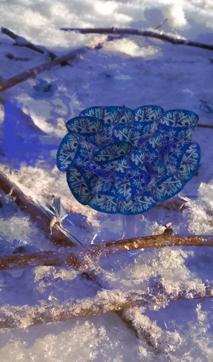 Digital Arts titled "Glass flower on snow" by Marina Alexandrova, Original Artwork, Other