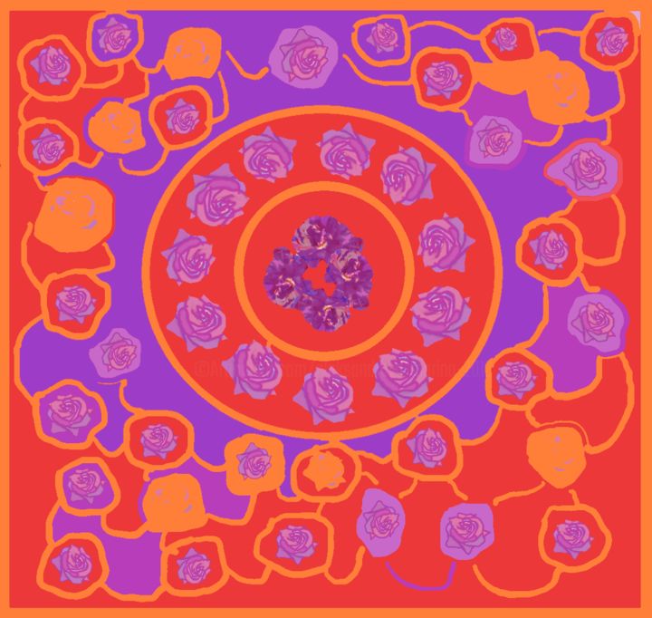 Digital Arts titled "Orange-lilac variat…" by Marina Alexandrova, Original Artwork, Digital Painting