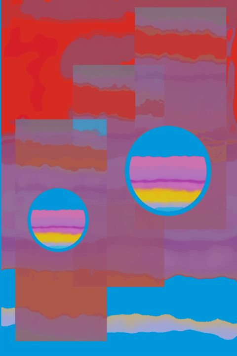 Digitale Kunst mit dem Titel "Color fields-sunset…" von Marina Alexandrova, Original-Kunstwerk, Digitale Malerei