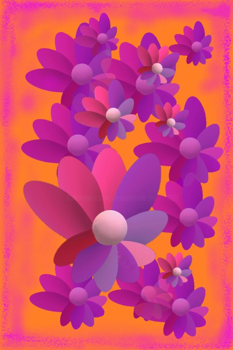 Digital Arts titled "Flowers on a Sunny…" by Marina Alexandrova, Original Artwork, Digital Painting
