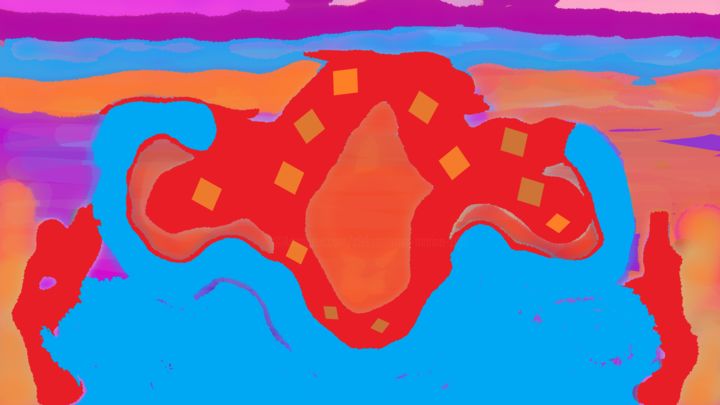 Digital Arts titled "Red jug in the sea…" by Marina Alexandrova, Original Artwork, Digital Painting