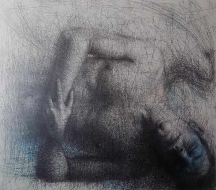 Schilderij getiteld "My tired angel" door Sasha Tsyganov, Origineel Kunstwerk, Olie