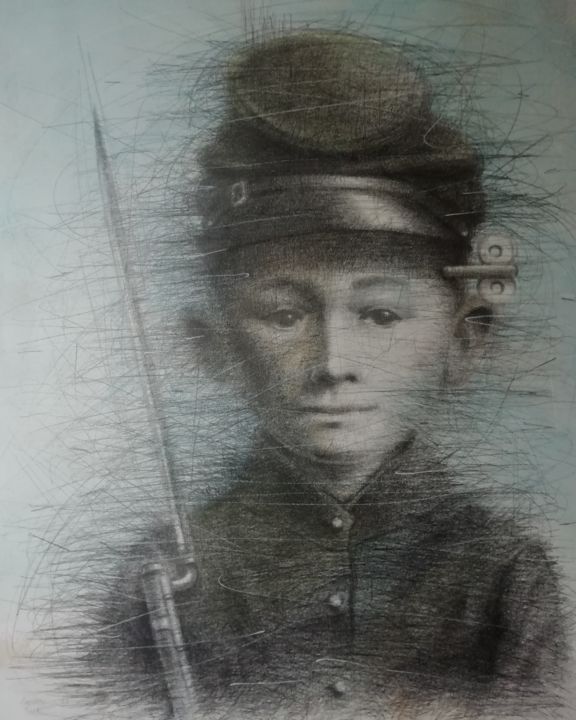 Peinture intitulée "Little soldier" par Sasha Tsyganov, Œuvre d'art originale, Huile