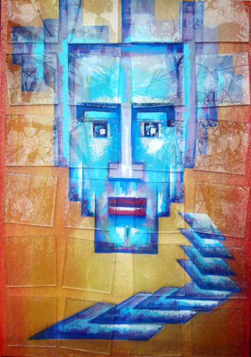 Картина под названием "Propixel" - Олег Белый, Подлинное произведение искусства, Акрил Установлен на Деревянная панель