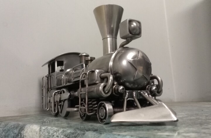 Sculpture titled "Locomotive" by Aleksei Antonjuk, Original Artwork, Metals