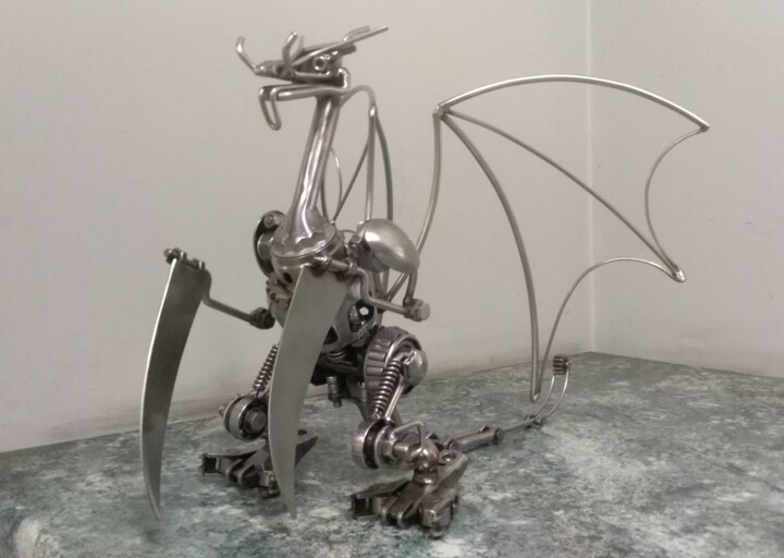 「Metal dragon」というタイトルの彫刻 Aleksei Antonjukによって, オリジナルのアートワーク, 金属