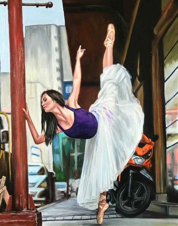 Painting titled "Ballerine dans la g…" by Aleksei Kedr, Original Artwork, Oil