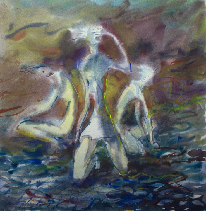 Картина под названием "Moan,  series - Lit…" - Aleksey Gaufler, Подлинное произведение искусства, Акварель
