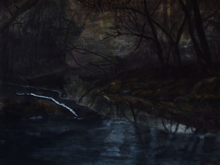 Schilderij getiteld "Dead river branch" door Aleks P, Origineel Kunstwerk, Acryl