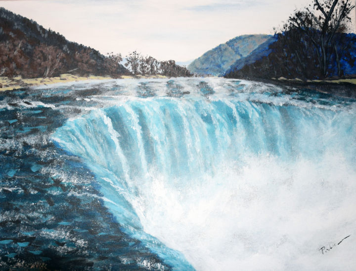 Peinture intitulée "The River Fall" par Aleks P, Œuvre d'art originale, Acrylique