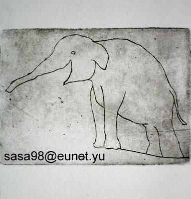 「Elephant」というタイトルの描画 Aleksandar Srbによって, オリジナルのアートワーク