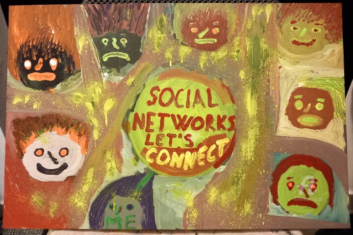 Painting titled "Social networks" by Alen Gurovic, Original Artwork, Acrylic