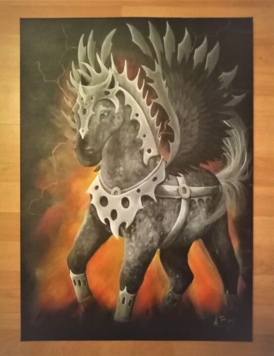Painting titled "Mystic Horse" by Alena Bery, Original Artwork, Acrylic