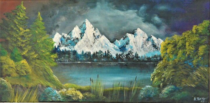 Painting titled "The Mountain Range" by Alena Bery, Original Artwork, Acrylic