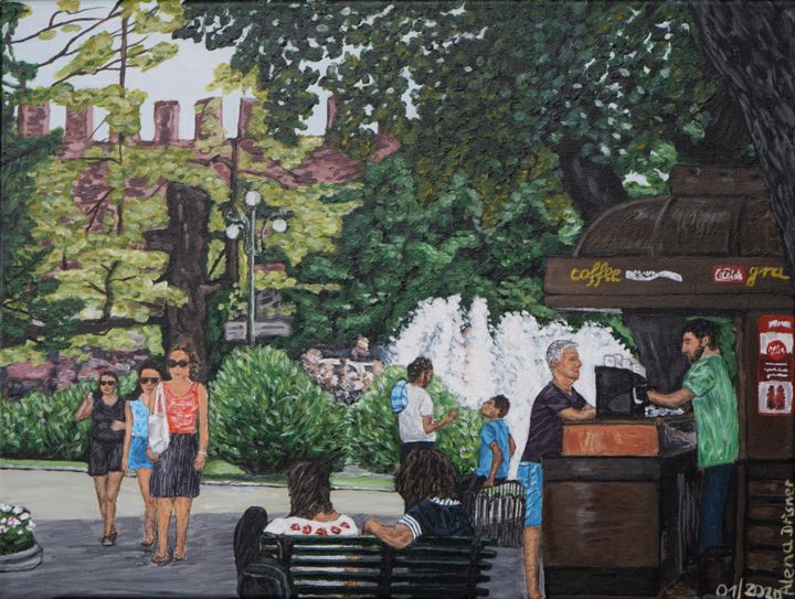 Painting titled "In einem Park in Ve…" by Alena Drisner, Original Art, Acrylic