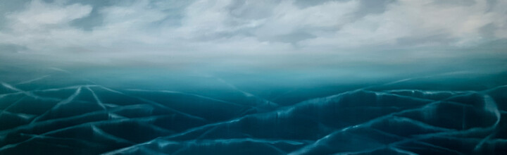 Картина под названием "Горизонт льда" - Alena Fisak, Подлинное произведение искусства, Масло Установлен на Деревянная рама д…