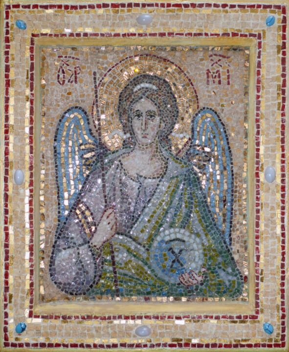 Sculpture titled "Holy archangel Mich…" by Alena Masterkova, Original Artwork, Mosaic