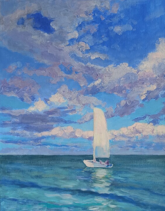 Картина под названием "Sail" - Alena Masterkova, Подлинное произведение искусства, Акрил Установлен на Деревянная рама для н…