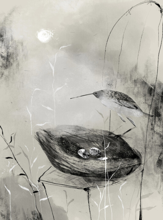 Arts numériques intitulée "Гнездо бекаса" par Alena Mihajlova (Eorina), Œuvre d'art originale, Travail numérique 2D