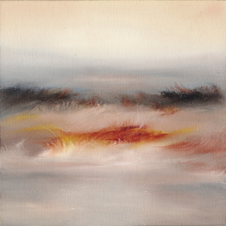 Painting titled "Twilight Haze, Abst…" by Alena Post, Original Artwork, Oil Mounted on Cardboard