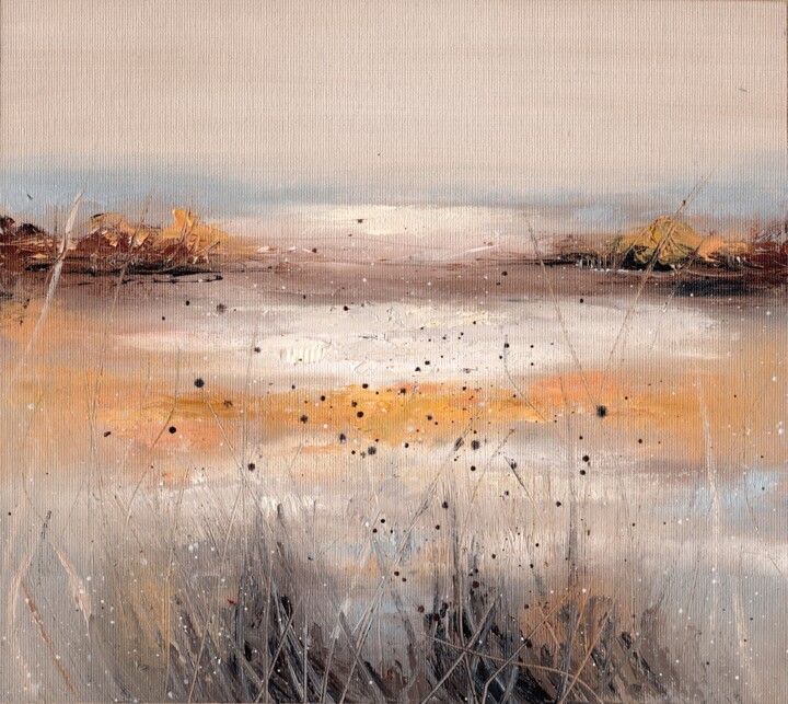 Peinture intitulée "Sunset, Minimalist…" par Alena Post, Œuvre d'art originale, Huile