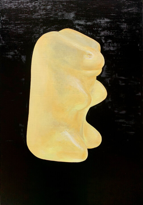 Painting titled "Haribo pineapple" by Alena Priadun, Original Artwork, Oil Mounted on Wood Stretcher frame