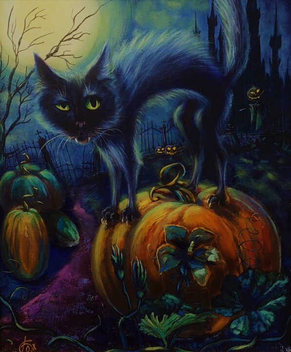 Ζωγραφική με τίτλο "Dark October Fairy" από Alena Ptsjolko (Fox), Αυθεντικά έργα τέχνης, Λάδι